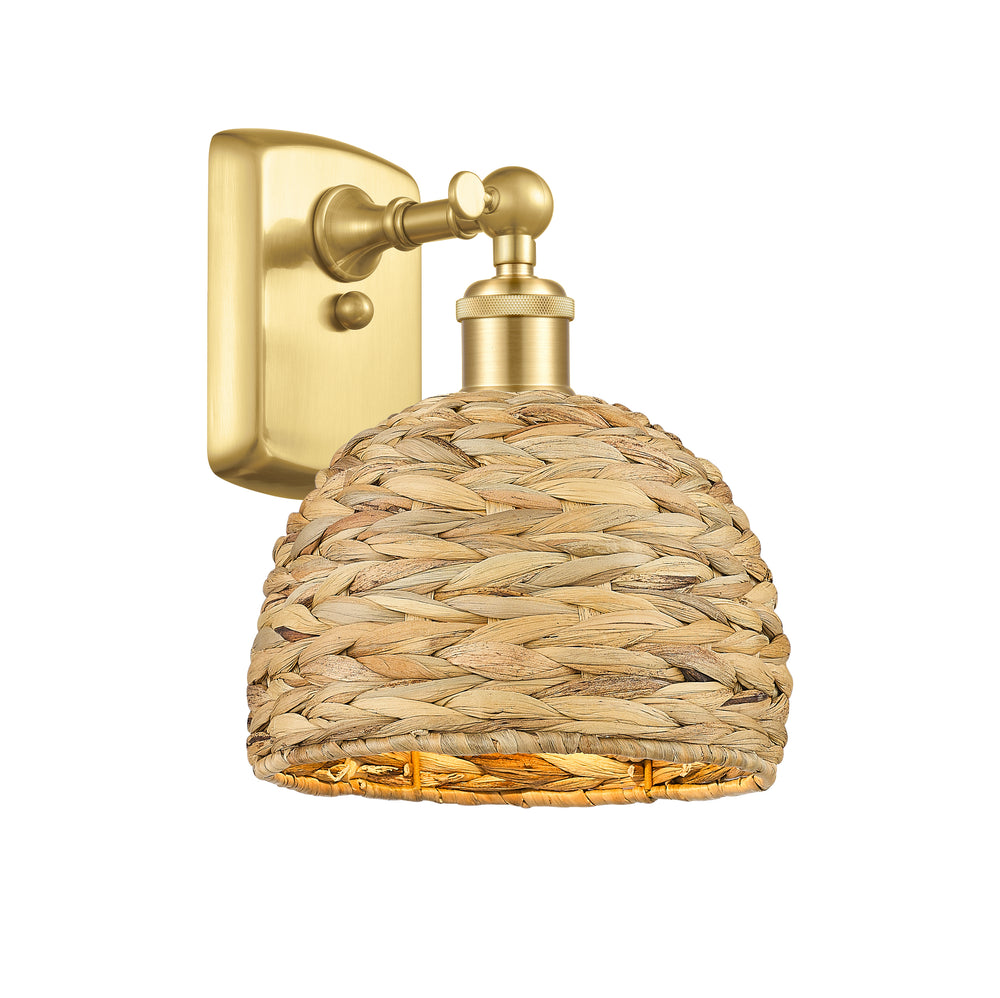 Innovations Lighting Woven Rattan 8" Sconce - Satin Gold Wall Sconces Innovations Lighting   