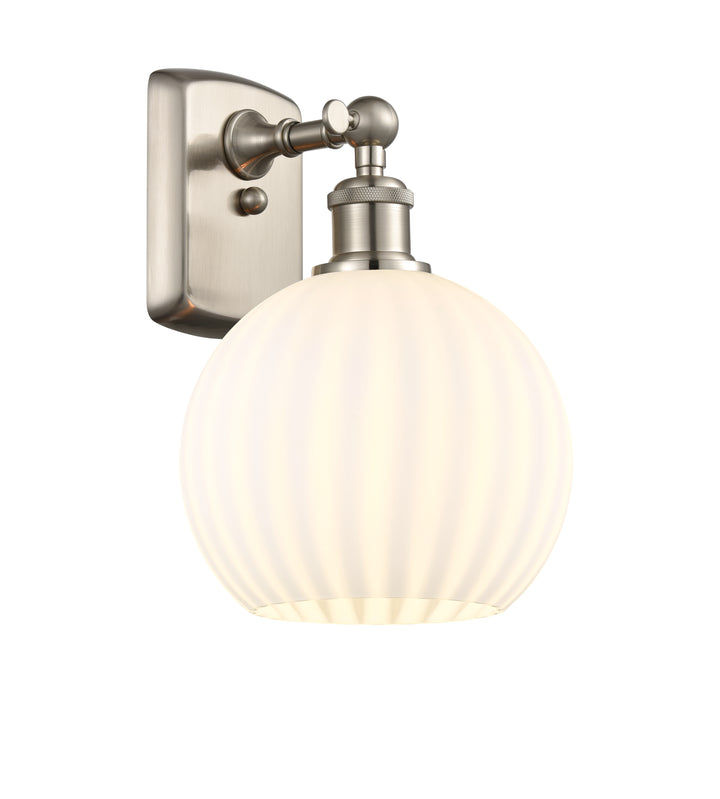 Innovations Lighting White Venetian 8" Sconce - Brushed Satin Nickel Wall Sconces Innovations Lighting   