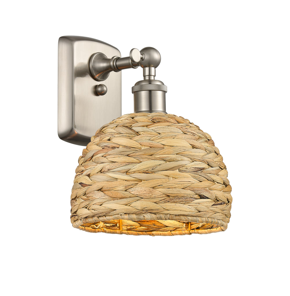 Innovations Lighting Woven Rattan 8" Sconce - Satin Nickel Wall Sconces Innovations Lighting   