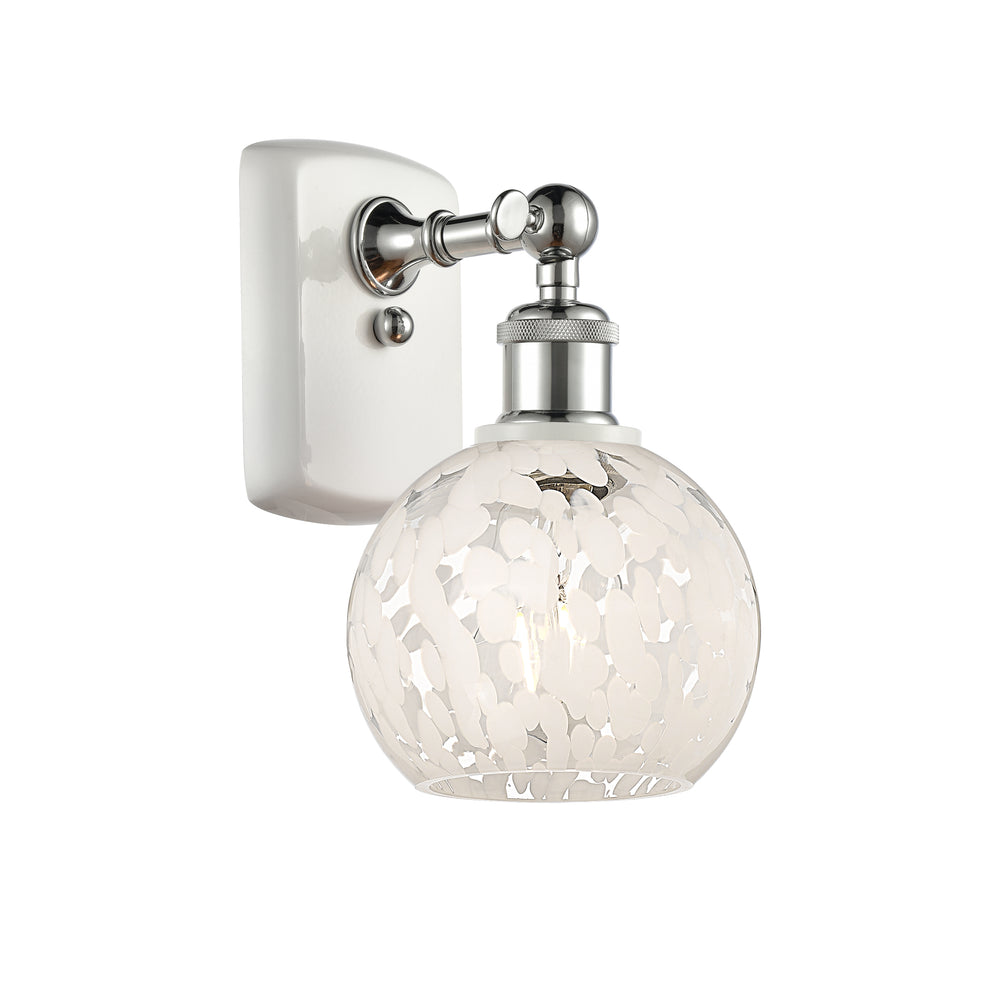 Innovations Lighting White Mouchette 6" Sconce - White Polished Chrome Wall Sconces Innovations Lighting White Mouchette ; Glass Type: White  