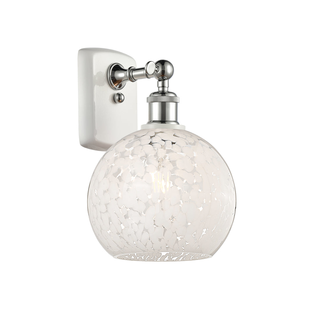 Innovations Lighting White Mouchette 8" Sconce - White Polished Chrome