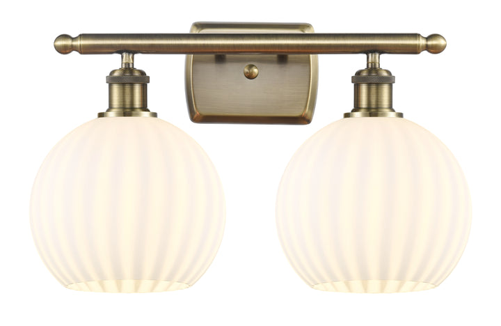 Innovations Lighting White Venetian 8" Bath Vanity Light - Antique Brass Vanity Lights Innovations Lighting   