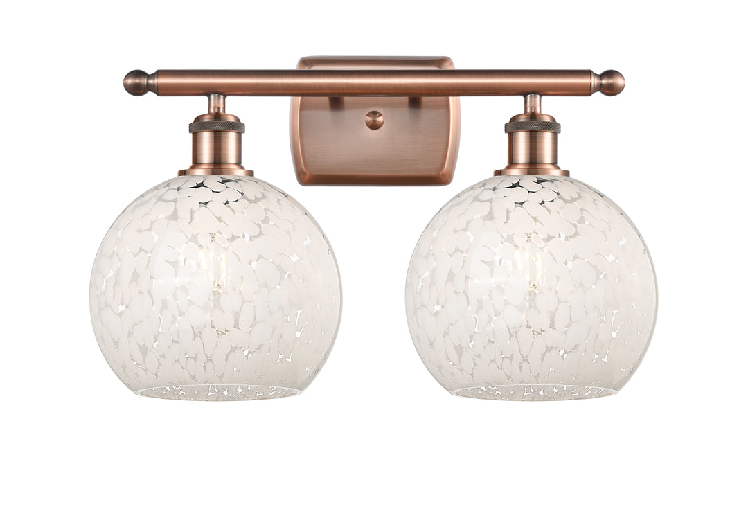 Innovations Lighting White Mouchette 8" Bath Vanity Light - Antique Copper Vanity Lights Innovations Lighting   