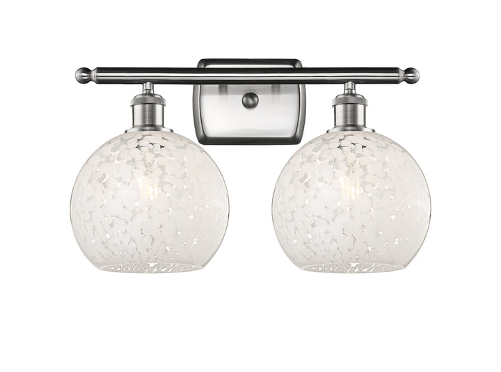 Innovations Lighting White Mouchette 8" Bath Vanity Light - Brushed Satin Nickel Vanity Lights Innovations Lighting   