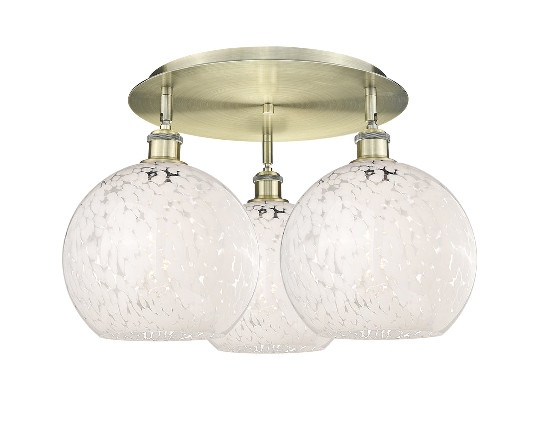 Innovations Lighting White Mouchette 10" Flush Mount - Antique Brass