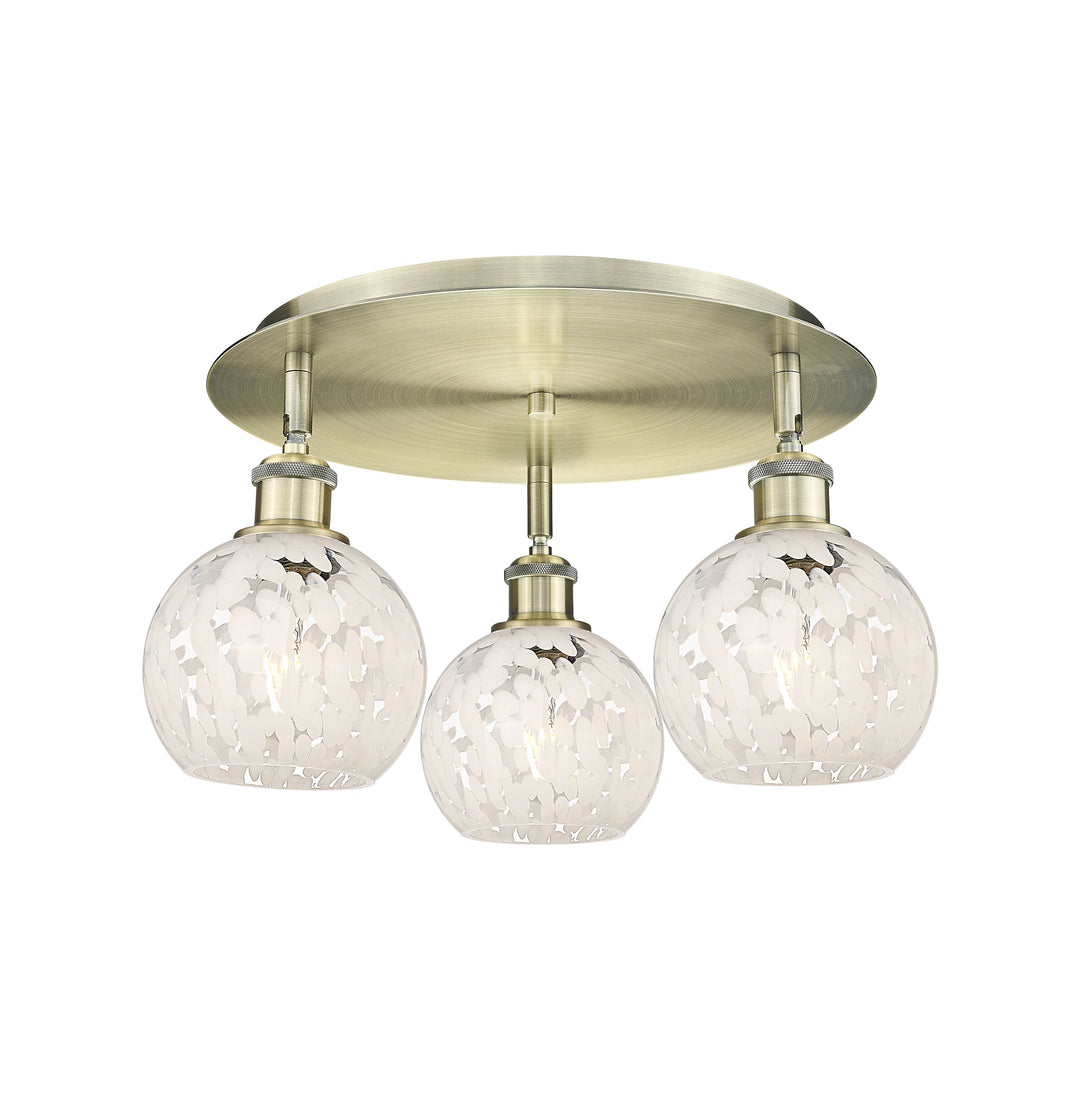 Innovations Lighting White Mouchette 6" Flush Mount - Antique Brass
