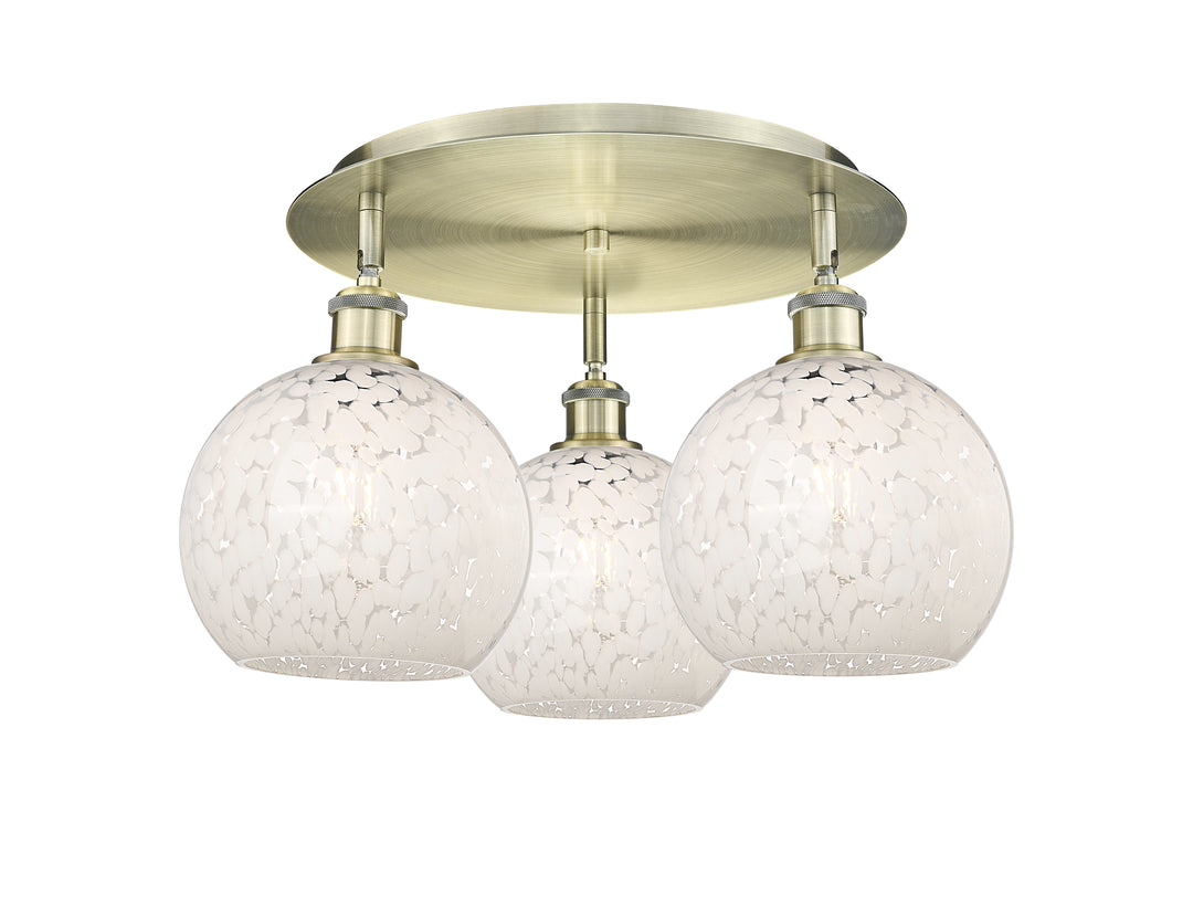 Innovations Lighting White Mouchette 8" Flush Mount - Antique Brass Ceiling Flush Mounts Innovations Lighting White Mouchette ; Glass Type: White  