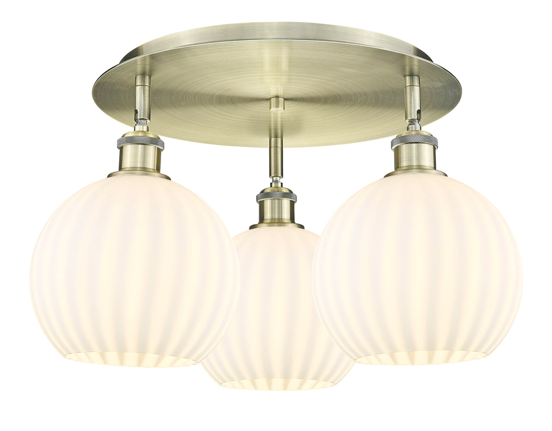 Innovations Lighting White Venetian 8" Flush Mount - Antique Brass Ceiling Flush Mounts Innovations Lighting White Venetian ; Glass Type: White  