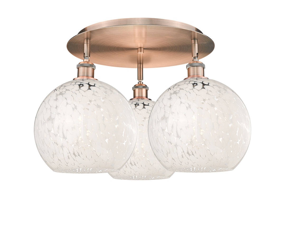 Innovations Lighting White Mouchette 10" Flush Mount - Antique Copper