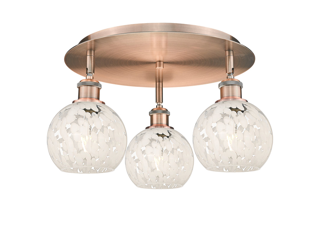 Innovations Lighting White Mouchette 6" Flush Mount - Antique Copper