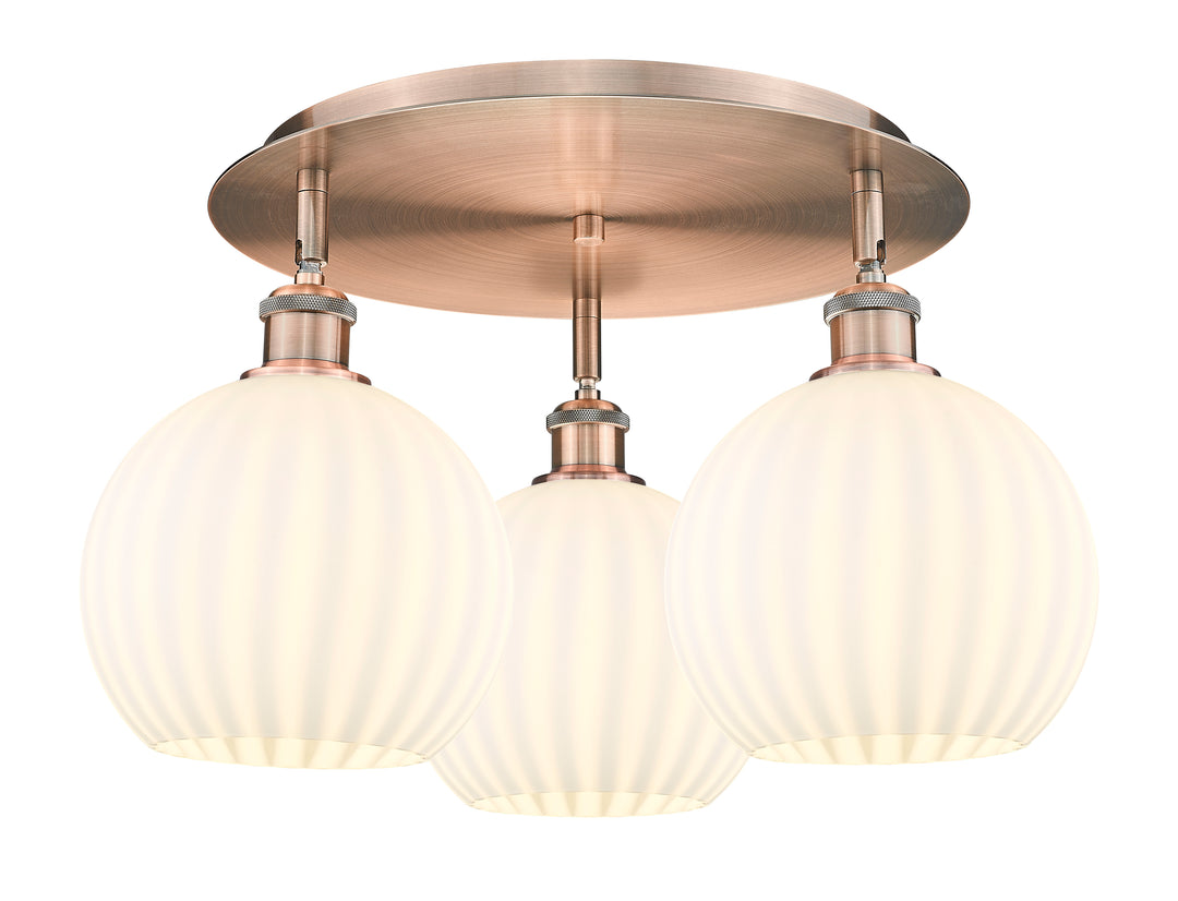 Innovations Lighting White Venetian 8" Flush Mount - Antique Copper Ceiling Flush Mounts Innovations Lighting White Venetian ; Glass Type: White  