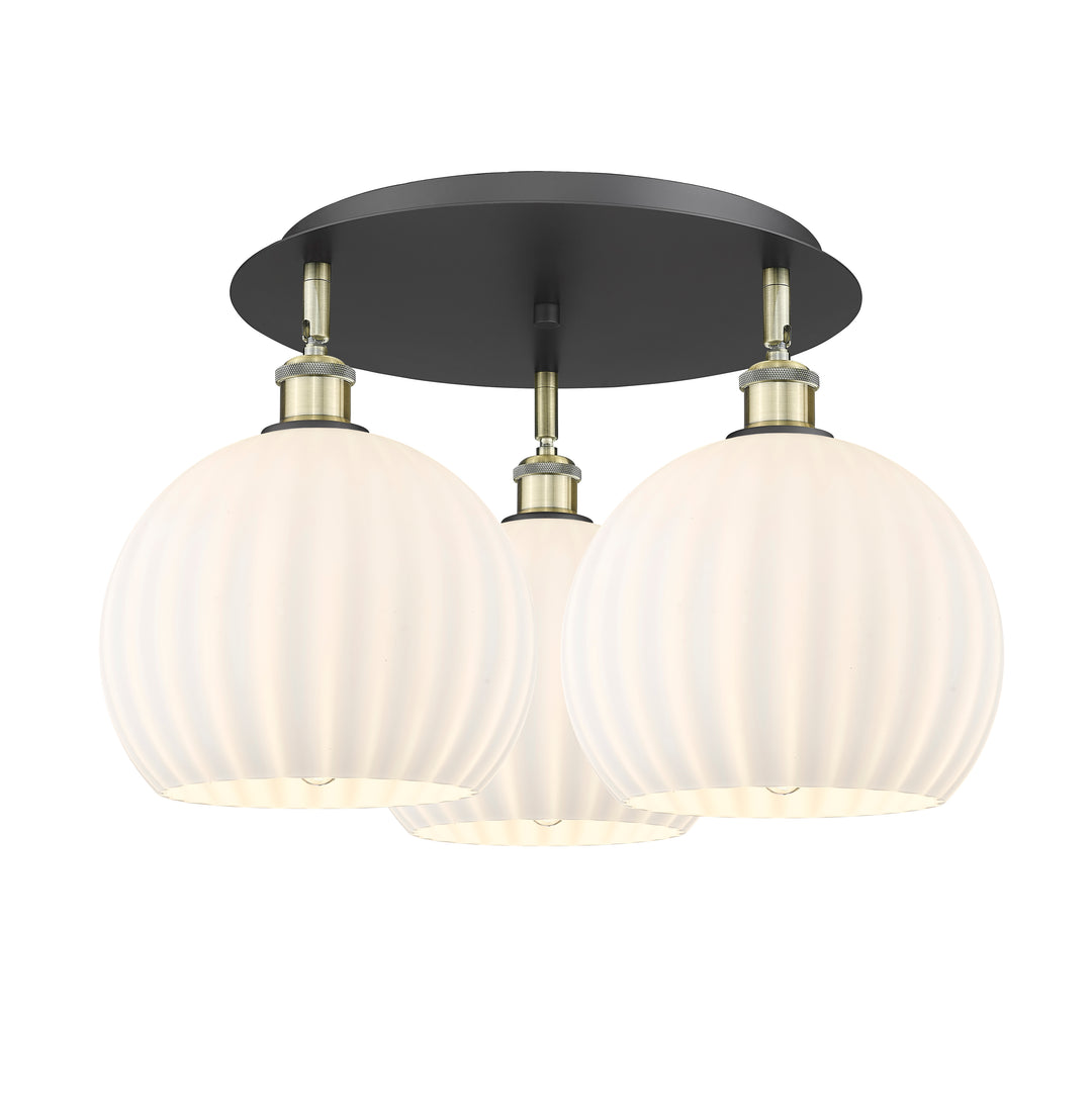 Innovations Lighting White Venetian 10" Flush Mount - Black Antique Brass Ceiling Flush Mounts Innovations Lighting White Venetian ; Glass Type: White  