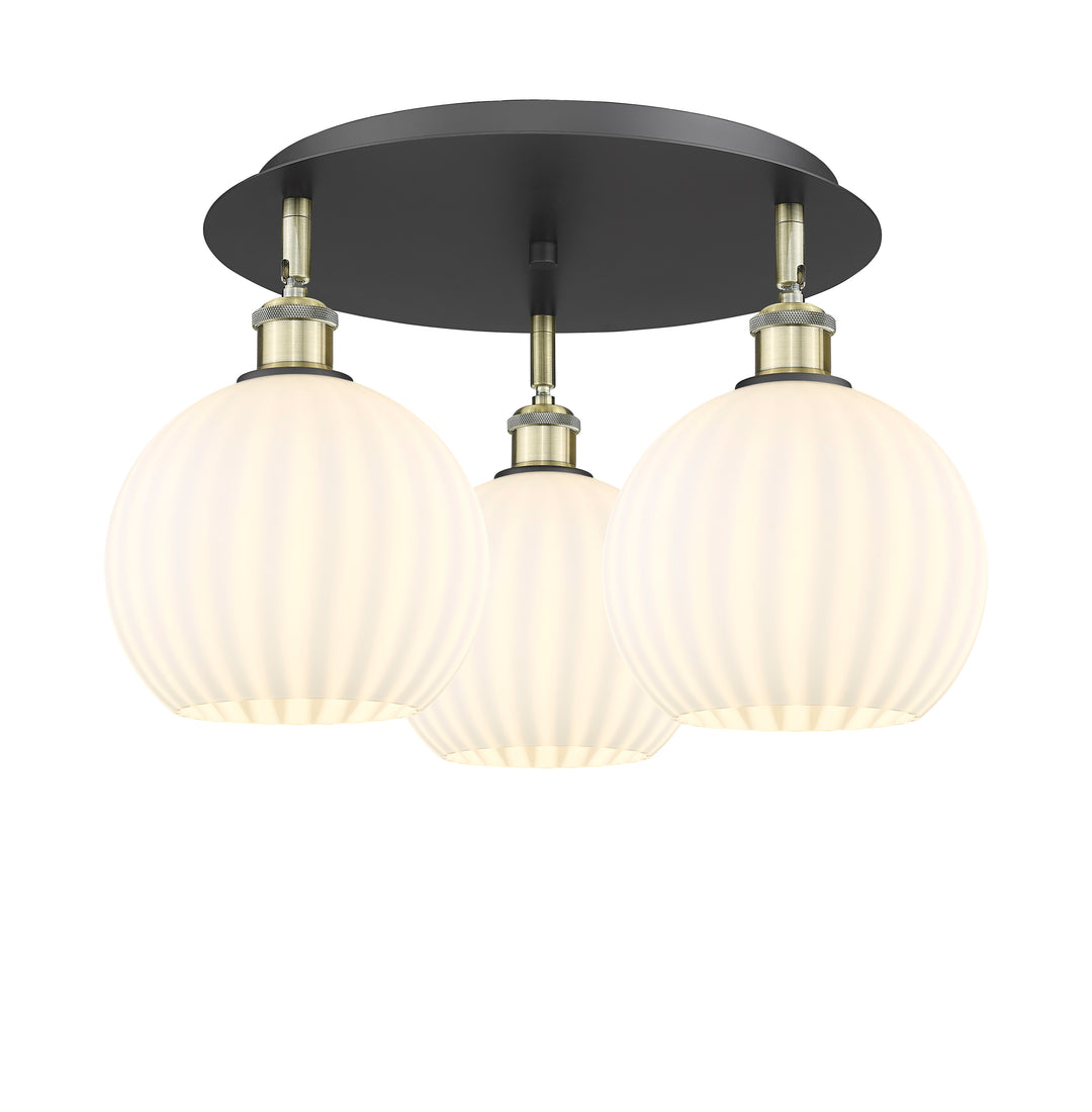 Innovations Lighting White Venetian 8" Flush Mount - Black Antique Brass Ceiling Flush Mounts Innovations Lighting White Venetian ; Glass Type: White  