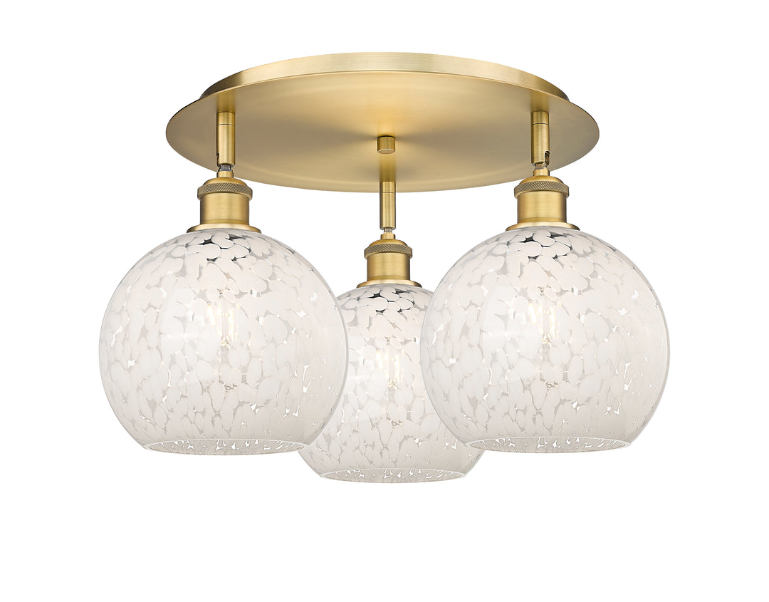 Innovations Lighting White Mouchette 8" Flush Mount - Brushed Brass Ceiling Flush Mounts Innovations Lighting White Mouchette ; Glass Type: White  