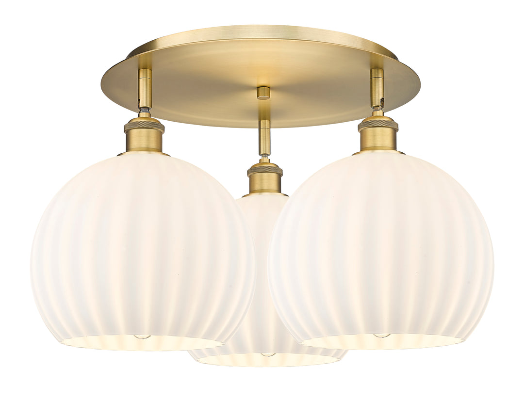 Innovations Lighting White Venetian 10" Flush Mount - Brushed Brass Ceiling Flush Mounts Innovations Lighting White Venetian ; Glass Type: White  