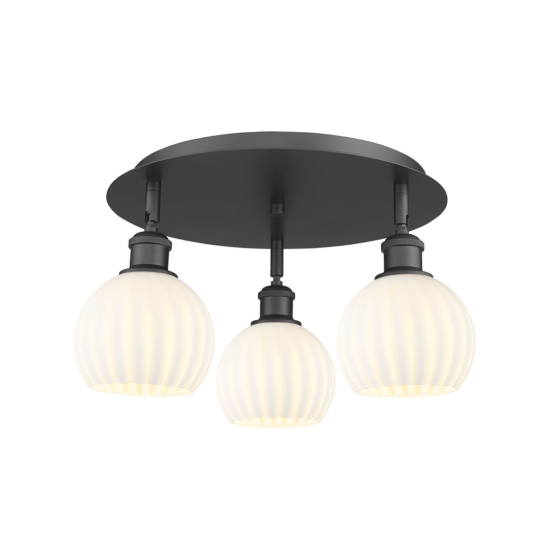 Innovations Lighting White Venetian 6" Flush Mount - Matte Black Ceiling Flush Mounts Innovations Lighting White Venetian ; Glass Type: White  