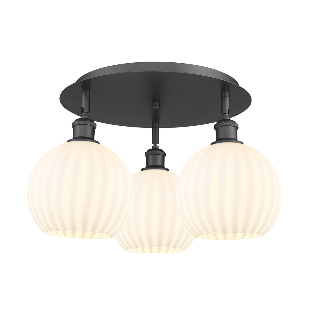 Innovations Lighting White Venetian 8" Flush Mount - Matte Black Ceiling Flush Mounts Innovations Lighting White Venetian ; Glass Type: White  