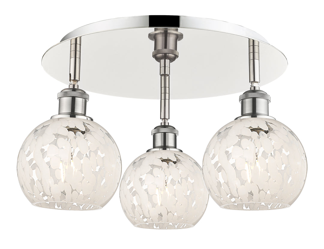 Innovations Lighting White Mouchette 6" Flush Mount - Polished Nickel