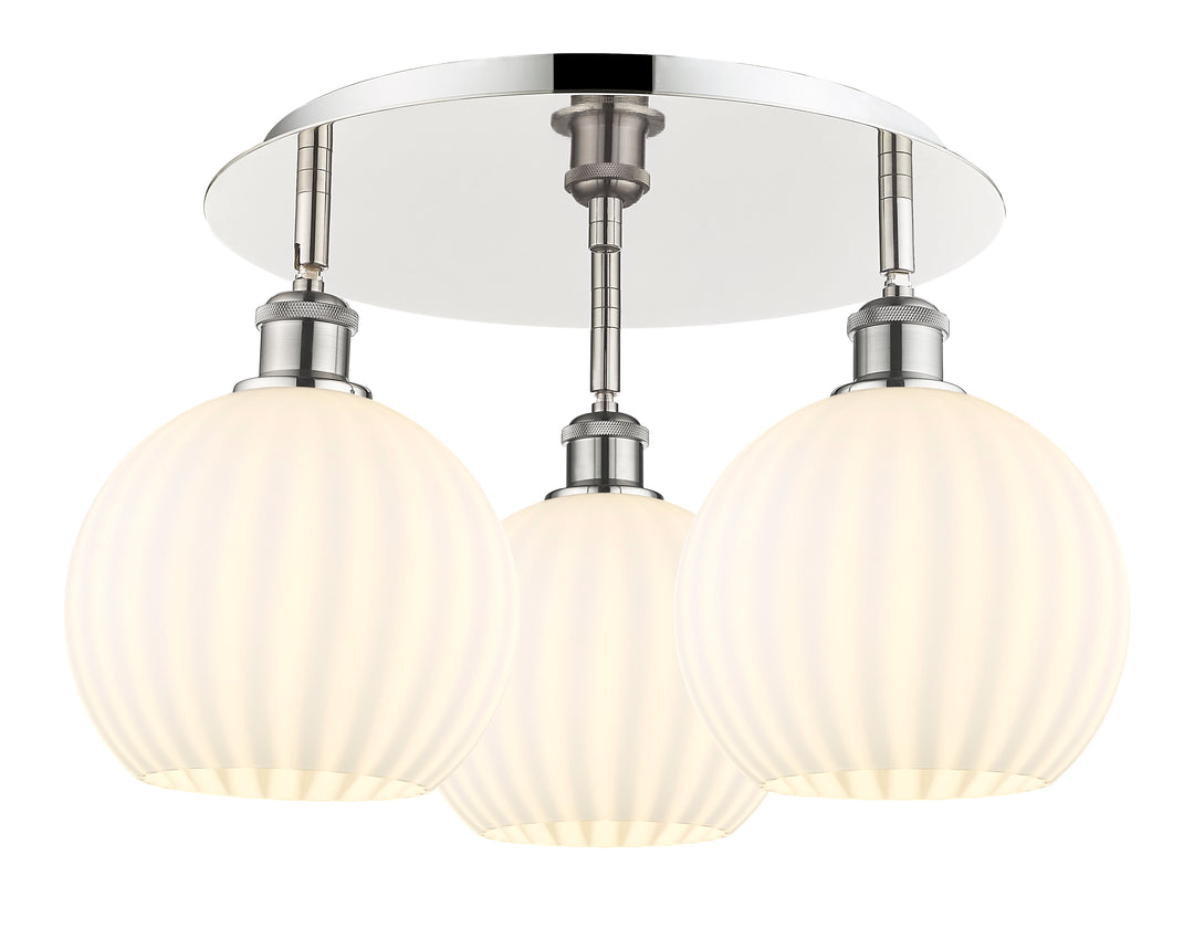 Innovations Lighting White Venetian 8" Flush Mount - Polished Nickel Ceiling Flush Mounts Innovations Lighting White Venetian ; Glass Type: White  