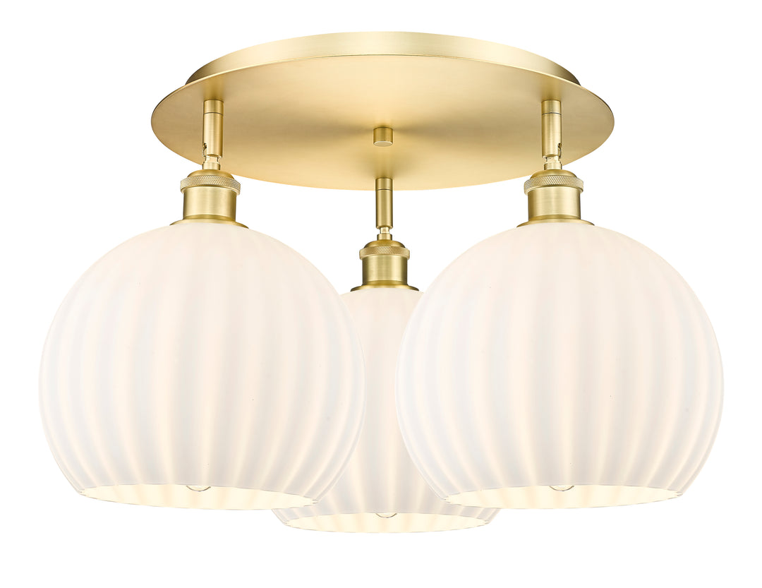 Innovations Lighting White Venetian 10" Flush Mount - Satin Gold Ceiling Flush Mounts Innovations Lighting White Venetian ; Glass Type: White  