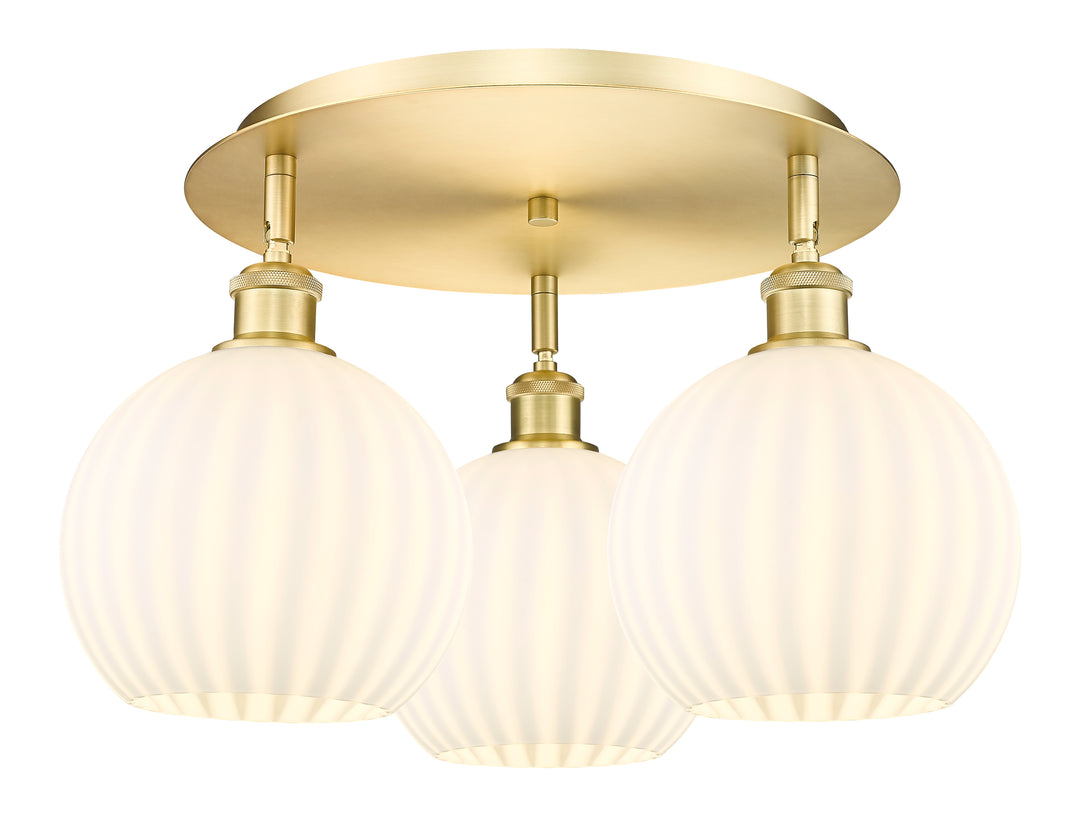 Innovations Lighting White Venetian 8" Flush Mount - Satin Gold Ceiling Flush Mounts Innovations Lighting White Venetian ; Glass Type: White  