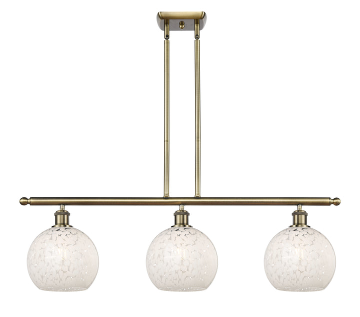 Innovations Lighting White Mouchette 8" Island Light - Antique Brass Linear Chandeliers Innovations Lighting   