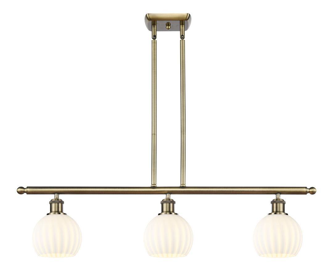 Innovations Lighting White Venetian 6" Island Light - Antique Brass Linear Chandeliers Innovations Lighting   