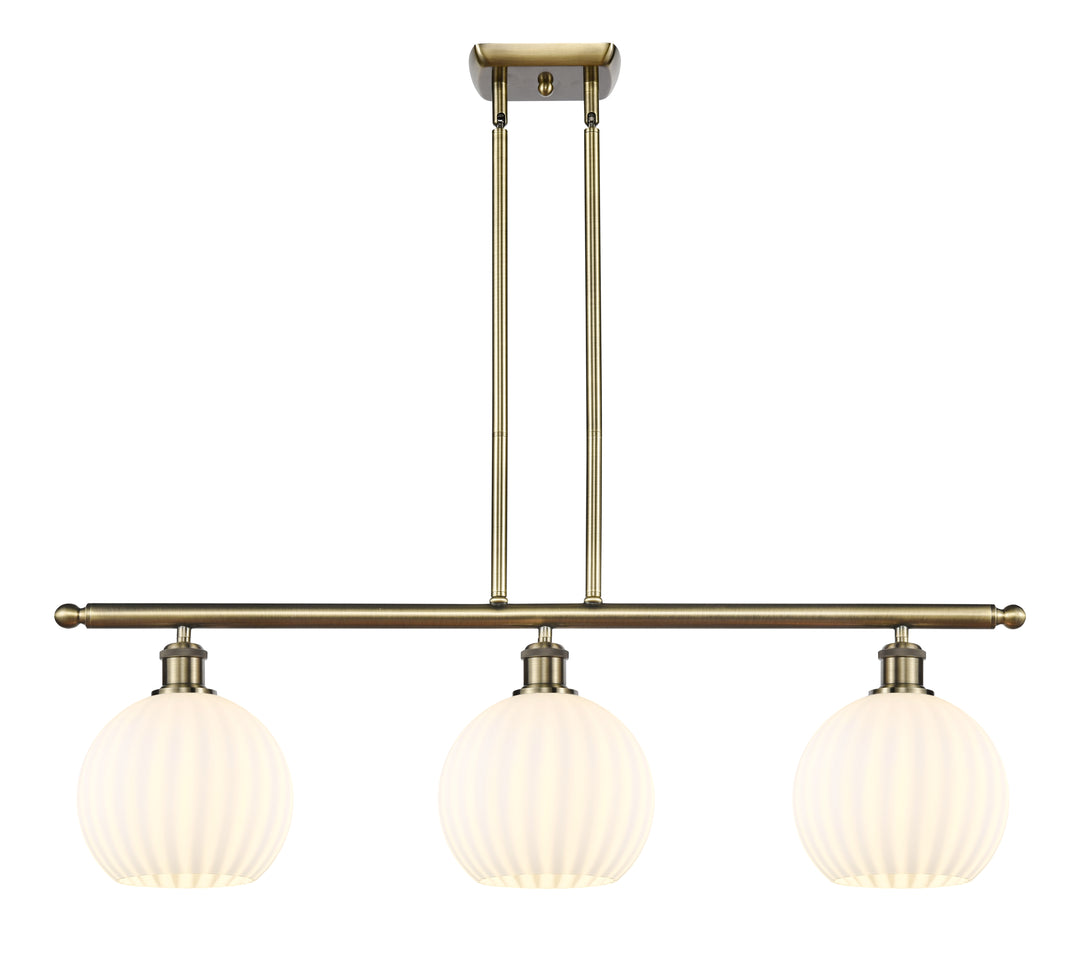 Innovations Lighting White Venetian 8" Island Light - Antique Brass Linear Chandeliers Innovations Lighting White Venetian ; Glass Type: White  