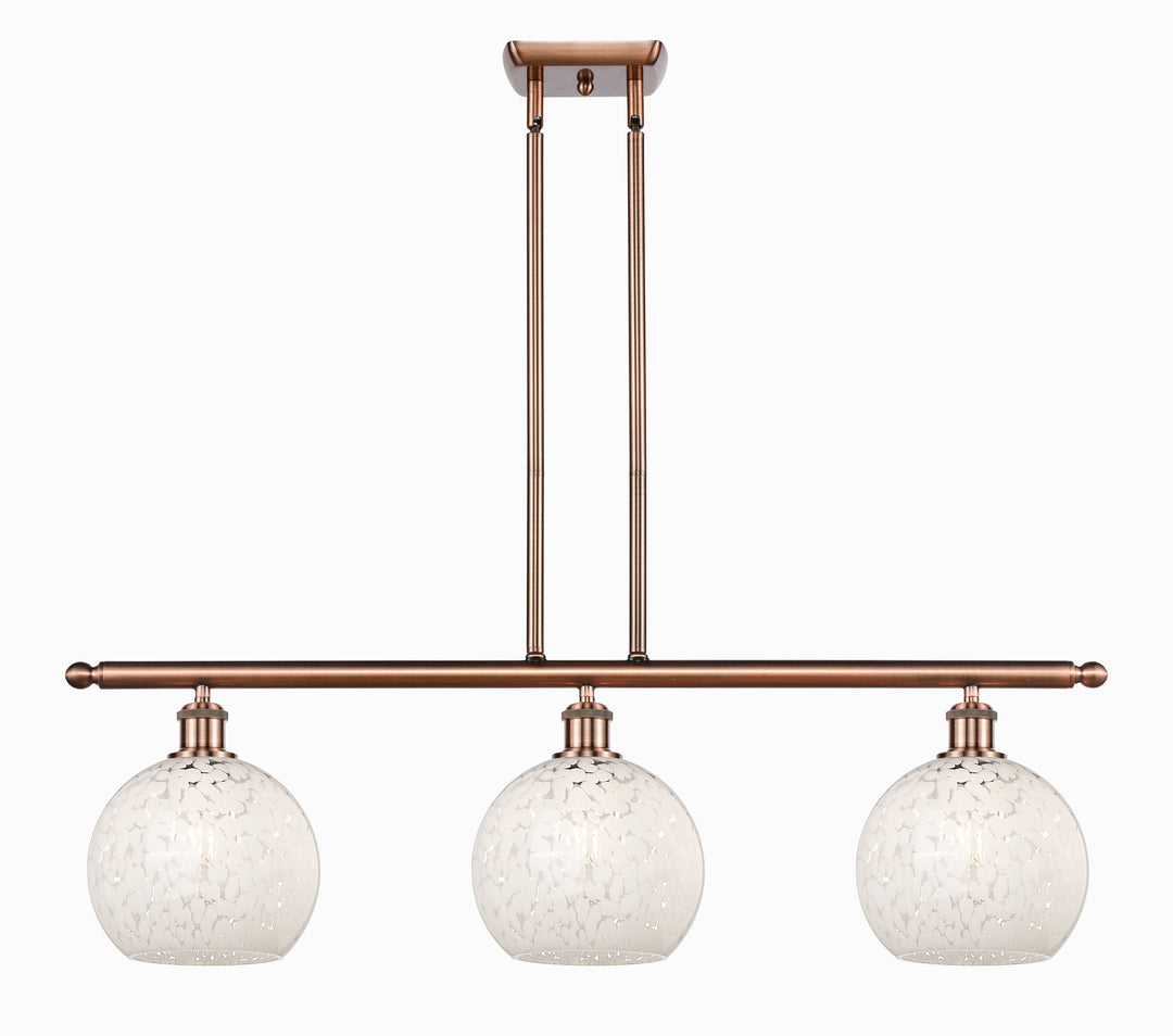 Innovations Lighting White Mouchette 8" Island Light - Antique Copper Linear Chandeliers Innovations Lighting   