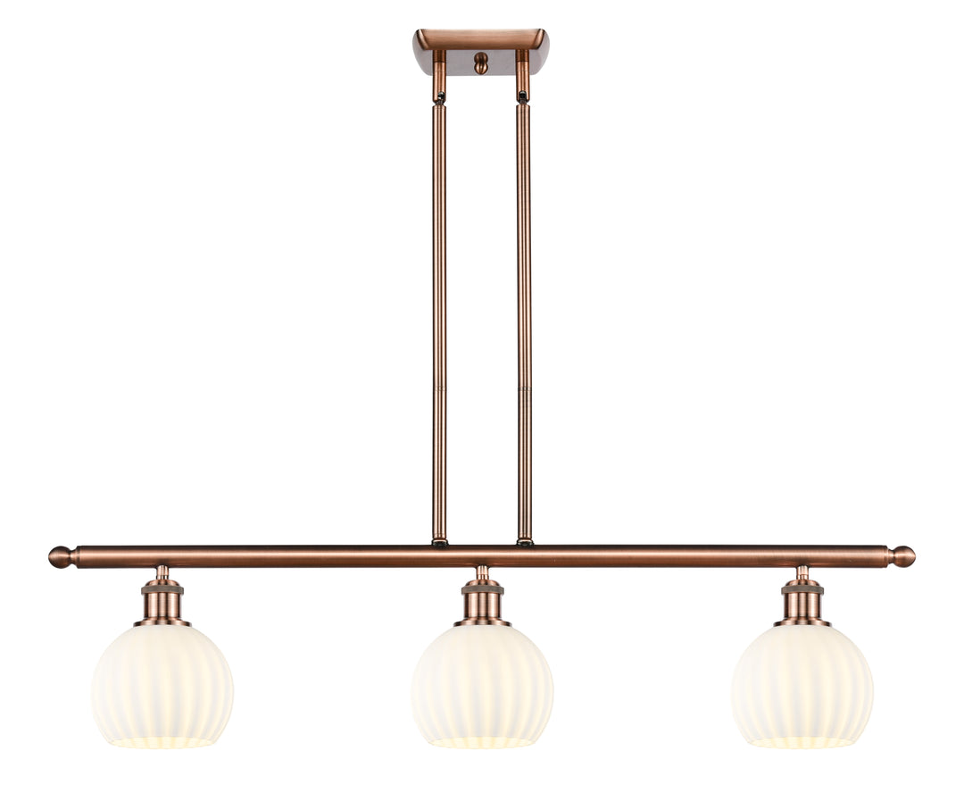 Innovations Lighting White Venetian 6" Island Light - Antique Copper Linear Chandeliers Innovations Lighting White Venetian ; Glass Type: White  