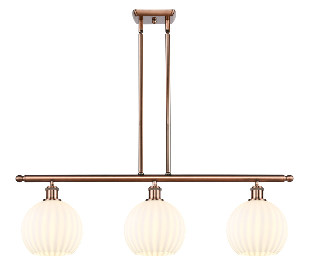 Innovations Lighting White Venetian 8" Island Light - Antique Copper Linear Chandeliers Innovations Lighting White Venetian ; Glass Type: White  