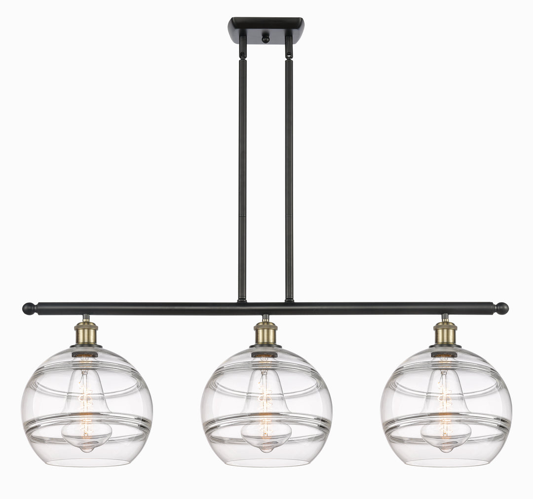 Innovations Lighting Rochester 10" Island Light - Black Antique Brass Linear Chandeliers Innovations Lighting Clear ; Glass Type: Clear  