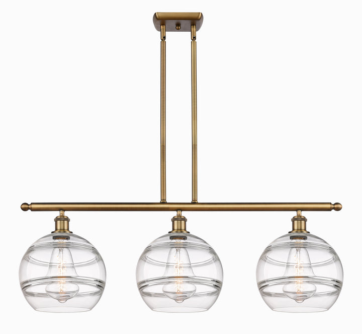 Innovations Lighting Rochester 10" Island Light - Brushed Brass Linear Chandeliers Innovations Lighting Clear ; Glass Type: Clear  