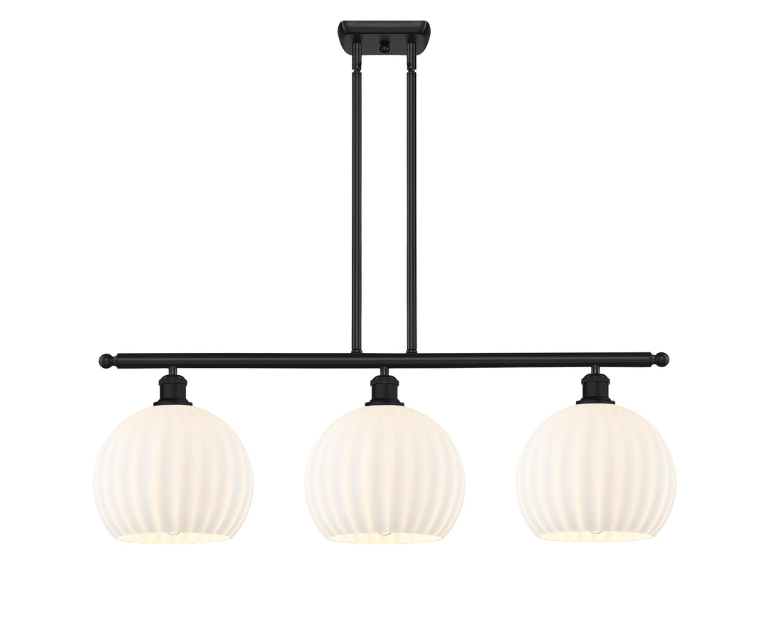 Innovations Lighting White Venetian 10" Island Light - Matte Black Linear Chandeliers Innovations Lighting White Venetian ; Glass Type: White  