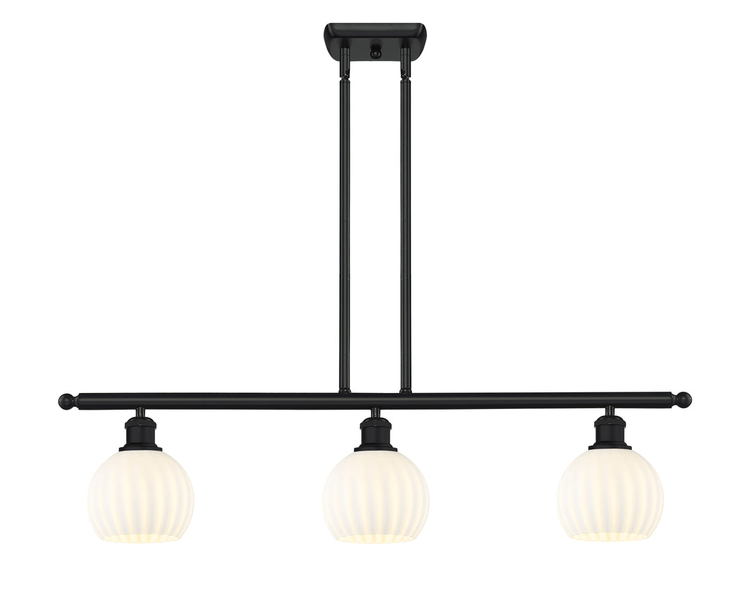 Innovations Lighting White Venetian 6" Island Light - Matte Black Linear Chandeliers Innovations Lighting   