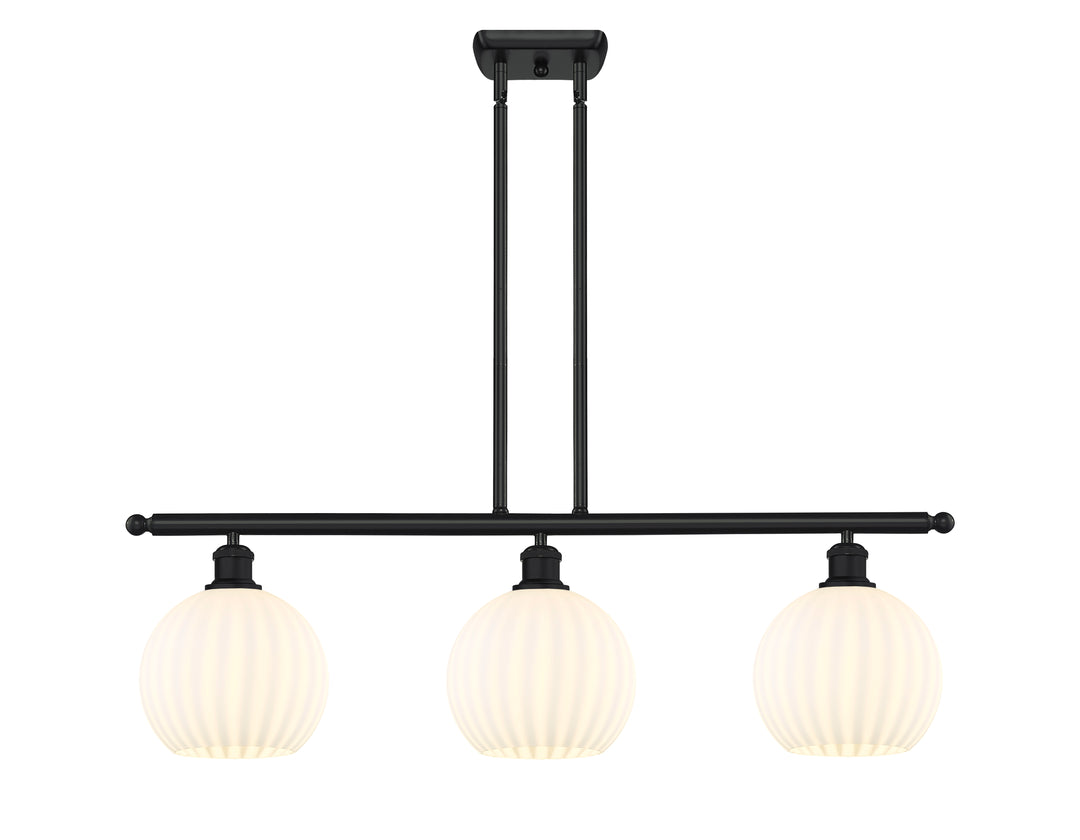 Innovations Lighting White Venetian 8" Island Light - Matte Black Linear Chandeliers Innovations Lighting   