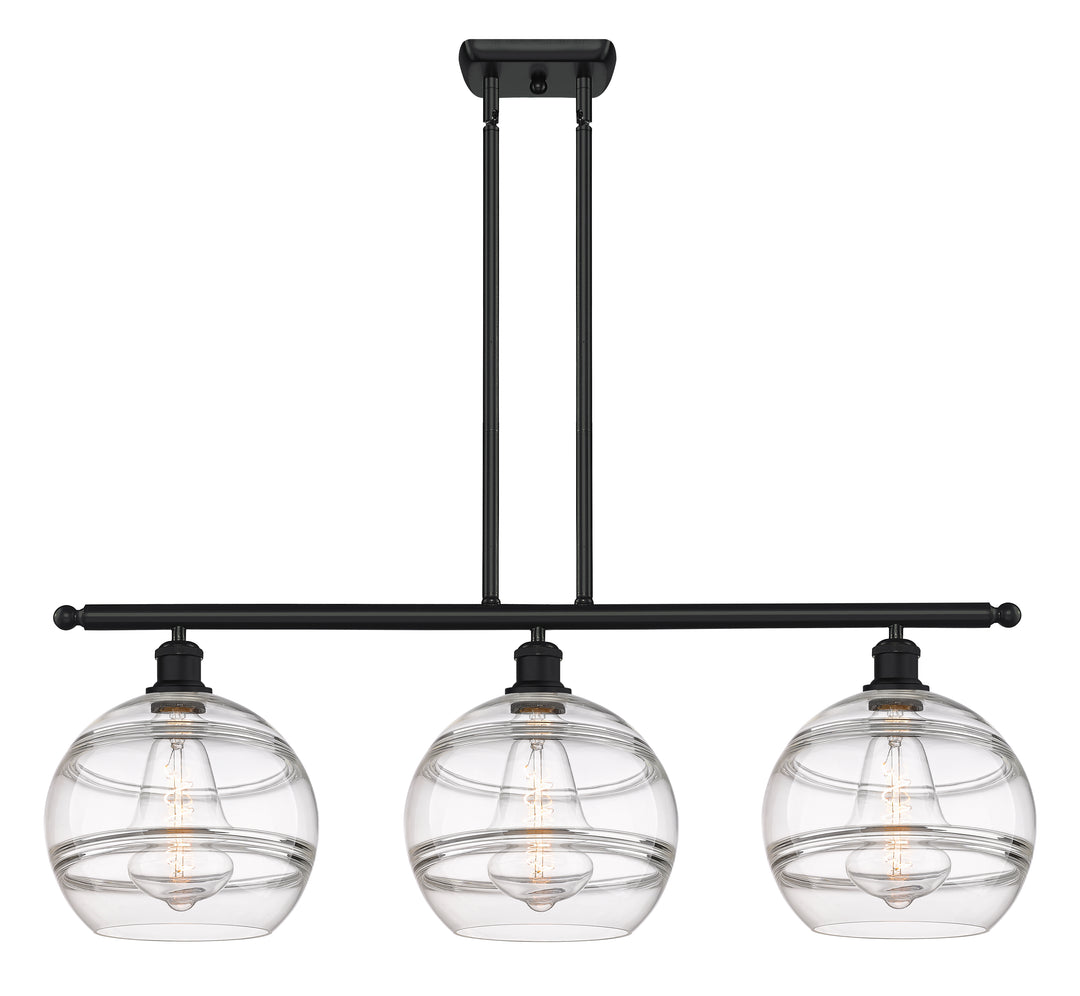 Innovations Lighting Rochester 10" Island Light - Matte Black Linear Chandeliers Innovations Lighting Clear ; Glass Type: Clear  