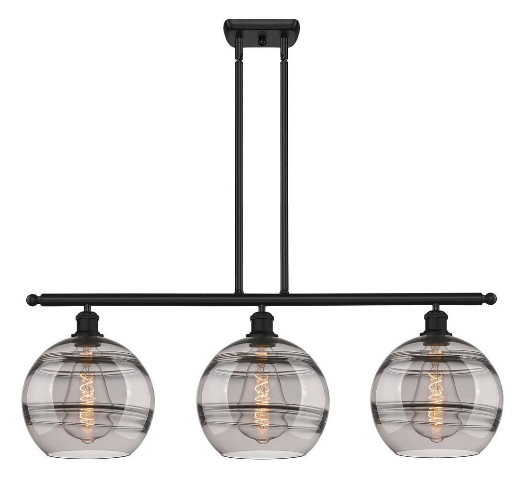 Innovations Lighting Rochester 10" Island Light - Matte Black Linear Chandeliers Innovations Lighting Light Smoke ; Glass Type: Smoked  