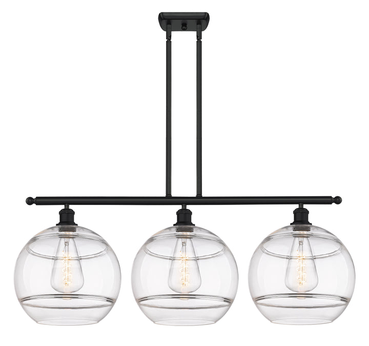 Innovations Lighting Rochester 12" Island Light - Matte Black Linear Chandeliers Innovations Lighting Clear ; Glass Type: Clear  