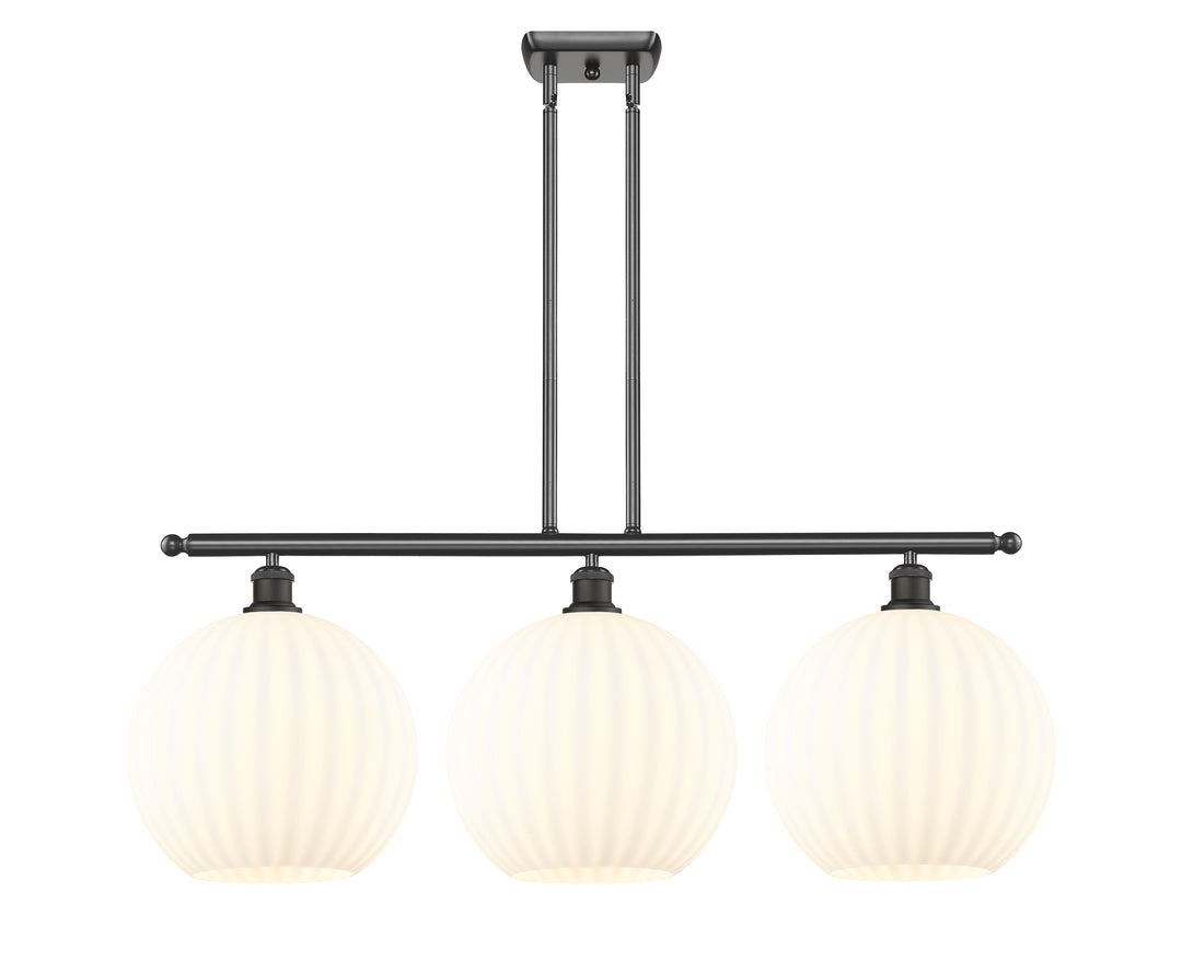 Innovations Lighting White Venetian 12" Island Light - Oil Rubbed Bronze Linear Chandeliers Innovations Lighting White Venetian ; Glass Type: White  