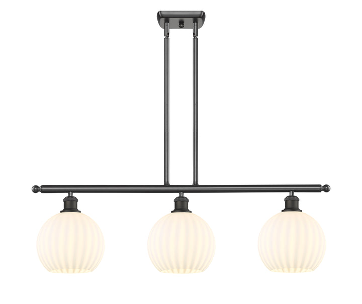 Innovations Lighting White Venetian 8" Island Light - Oil Rubbed Bronze Linear Chandeliers Innovations Lighting   