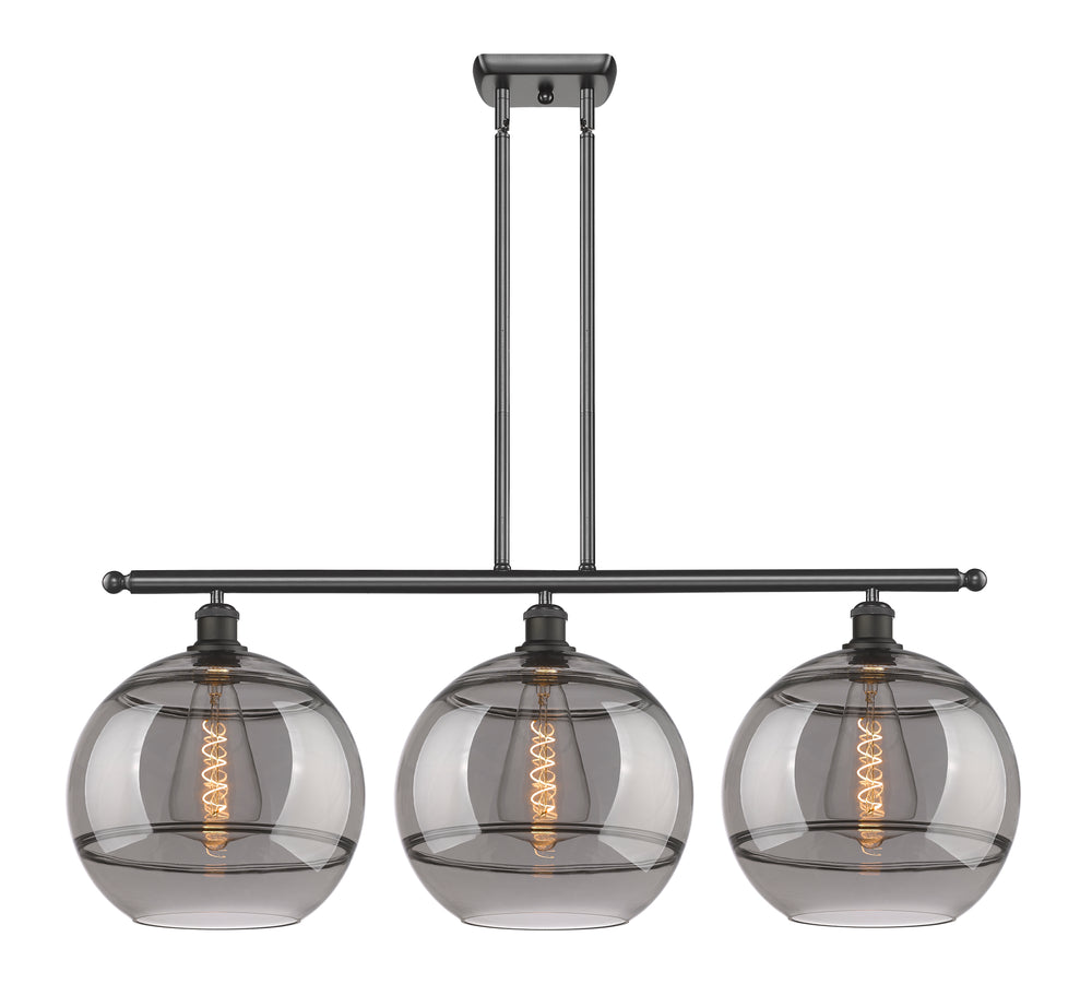 Innovations Lighting Rochester 12" Island Light - Oil Rubbed Bronze Linear Chandeliers Innovations Lighting Light Smoke ; Glass Type: Smoked  