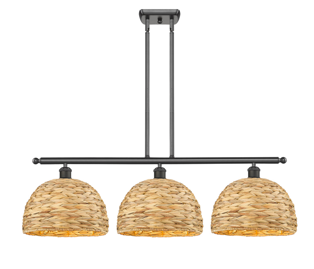 Innovations Lighting Woven Rattan 12" Island Light - Oil Rubbed Bronze Linear Chandeliers Innovations Lighting   