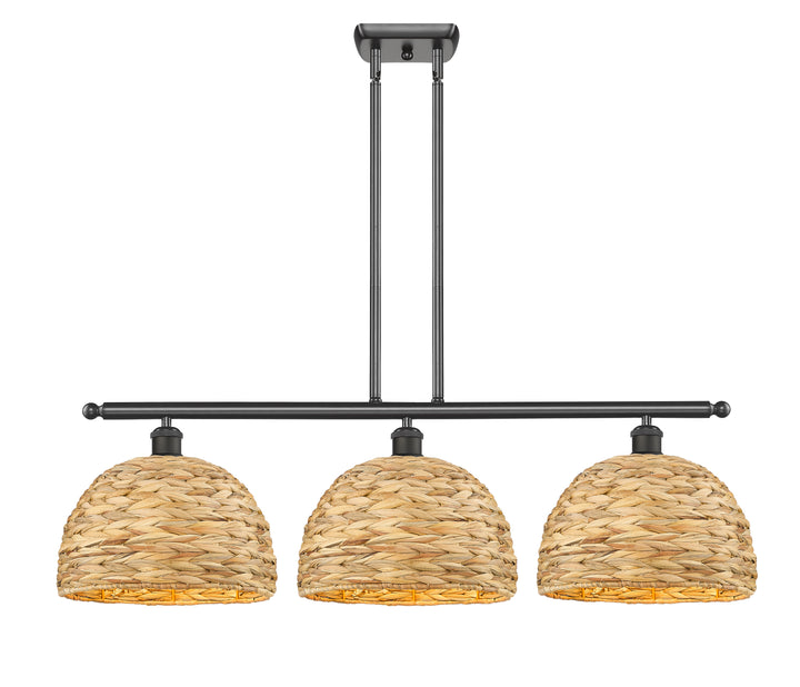 Innovations Lighting Woven Rattan 12" Island Light - Oil Rubbed Bronze Linear Chandeliers Innovations Lighting   