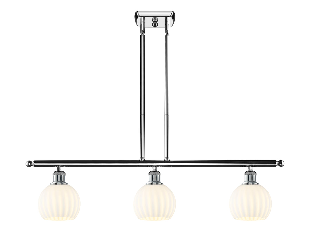 Innovations Lighting White Venetian 6" Island Light - Polished Chrome Linear Chandeliers Innovations Lighting   