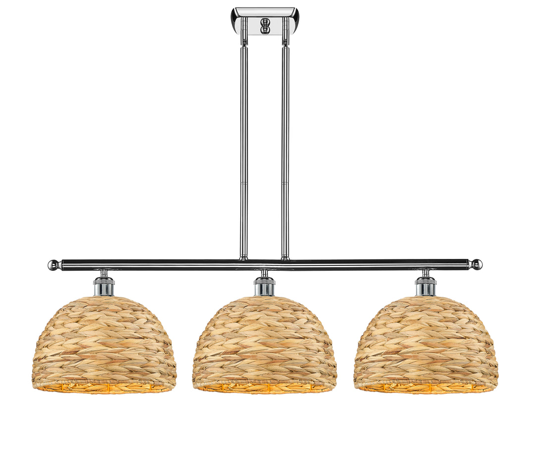 Innovations Lighting Woven Rattan 12" Island Light - Polished Chrome Linear Chandeliers Innovations Lighting   