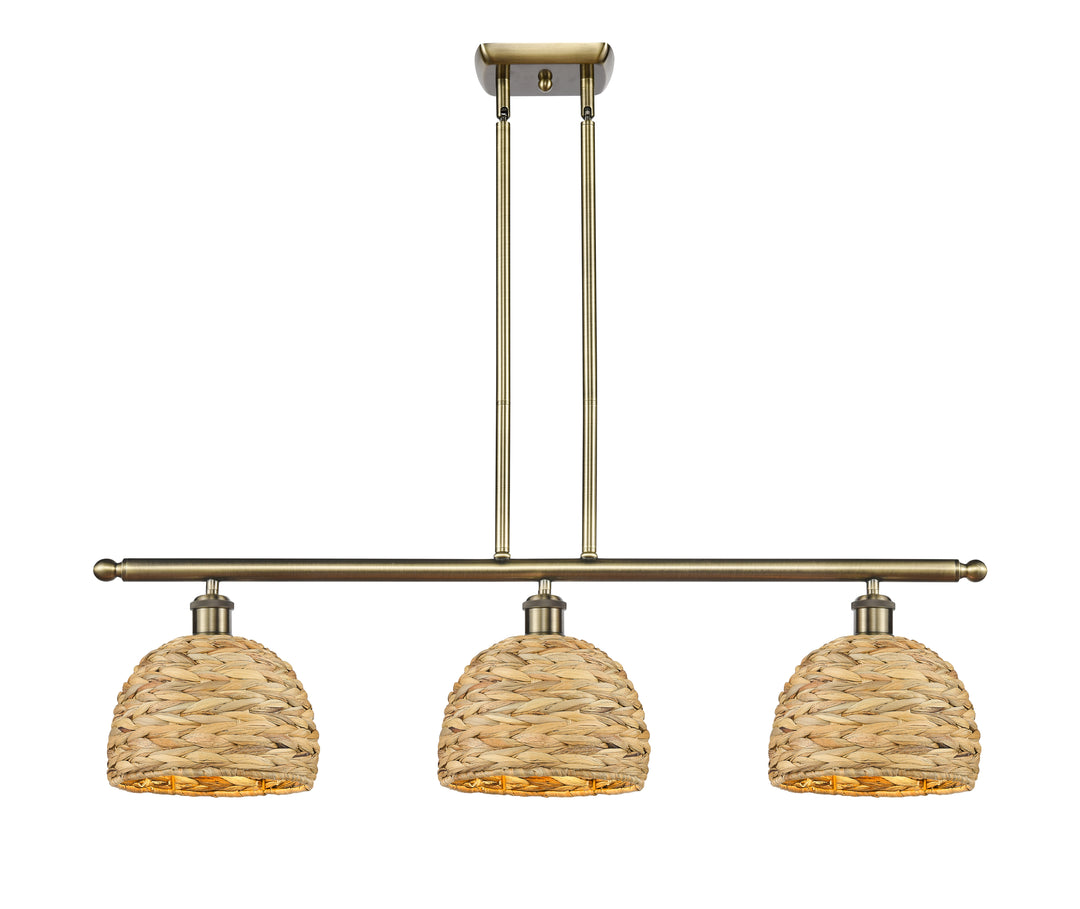 Innovations Lighting Woven Rattan 8" Island Light - Satin Gold Linear Chandeliers Innovations Lighting Default Title  