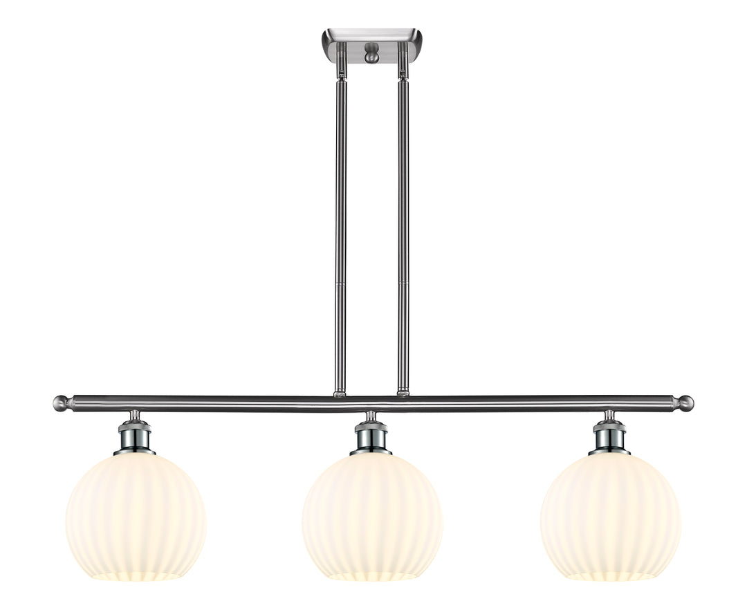 Innovations Lighting White Venetian 8" Island Light - Brushed Satin Nickel Linear Chandeliers Innovations Lighting   