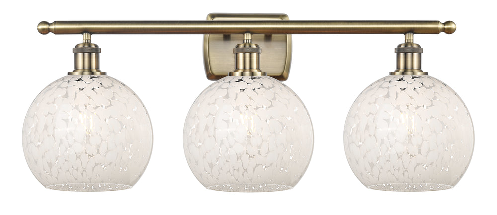 Innovations Lighting White Mouchette 8" Bath Vanity Light - Antique Brass Vanity Lights Innovations Lighting   