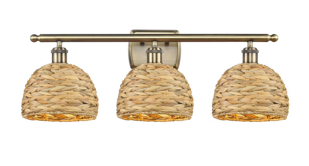 Innovations Lighting Woven Rattan 8" Bath Vanity Light - Antique Brass